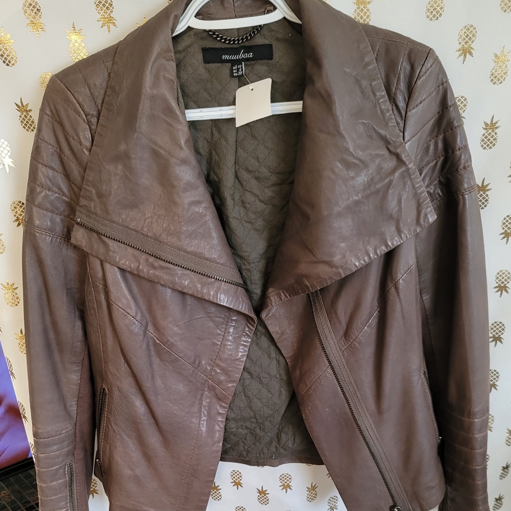 ❗️ MUUBAA Women's Brown LAMBSKIN Leather Jacket ❗️